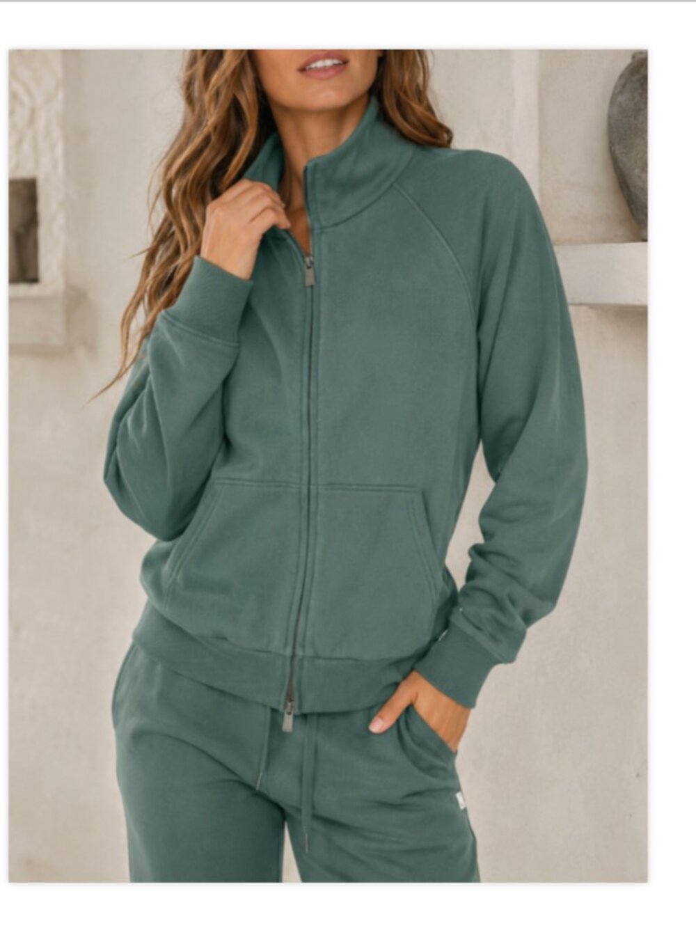 Vuori Restore Double Full Zip Sweatshirt Agate Green Size XS Organic Cotton